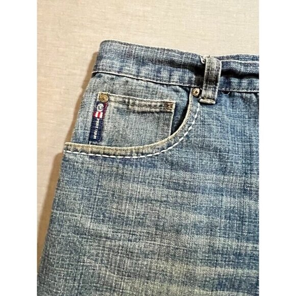 Phat Farm Shorts Mens 38 Blue Denim Embriodered Flap Pocketed Zip Men 38x12. - Picture 2 of 13